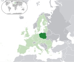 Map of Poland in Europe