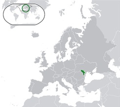 Map of Moldova in Europe