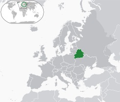Map of Belarus in Europe
