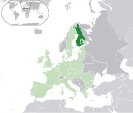 Map of Finland in Europe