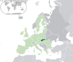 Map of Slovakia in Europe