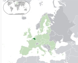 Map of Belgium in Europe